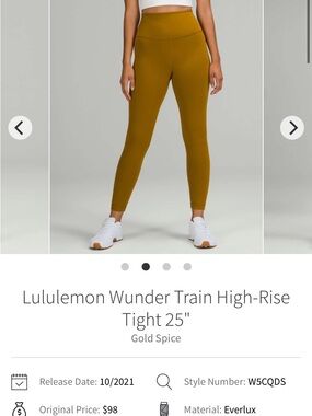 NWOT lululemon athletica Wunder Train High-Rise Leggings — Gold Spice
